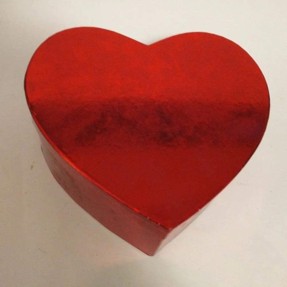 Just For You Glossy Red Heart Gift Box Reflective Wedding Favor Bouquet Romance
